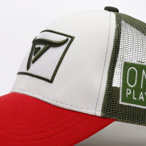 Unisex Tri Color Trucker cap, has a visor by One Player - Image 2