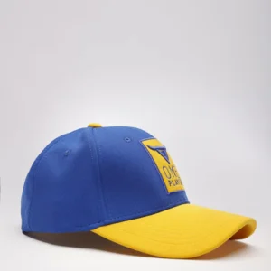 Unisex Yellow & Blue Solid Baseball cap, has a visor by One Player - Image 1