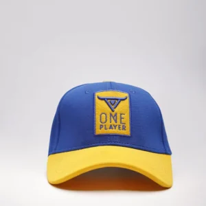 Unisex Yellow & Blue Solid Baseball cap, has a visor by One Player - Image 2